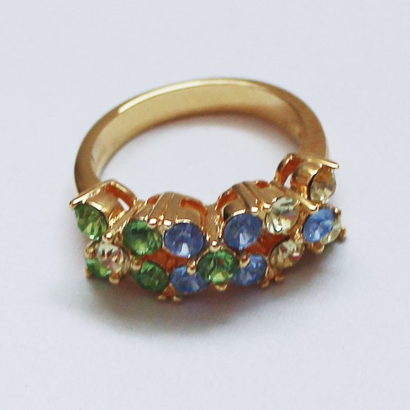 Joan Rivers Pastel Flower Crystal Band Ring - Picture 1 of 3